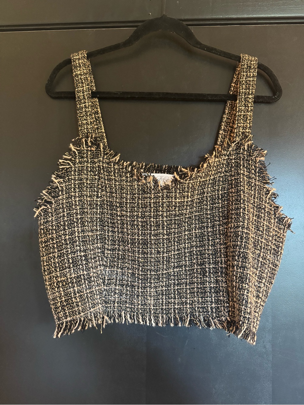 Mare Mare x Anthropologie Black and White Tweed Crop Top Size L